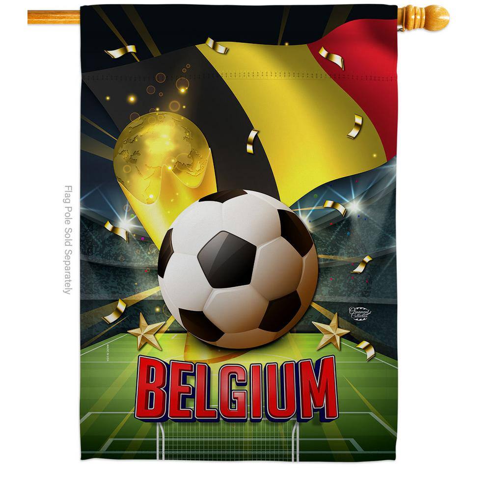 Ornament Collection 28 in. x 40 in. World Cup Belgium Soccer House Flag Double-Sided Sports Decorative Vertical Flags