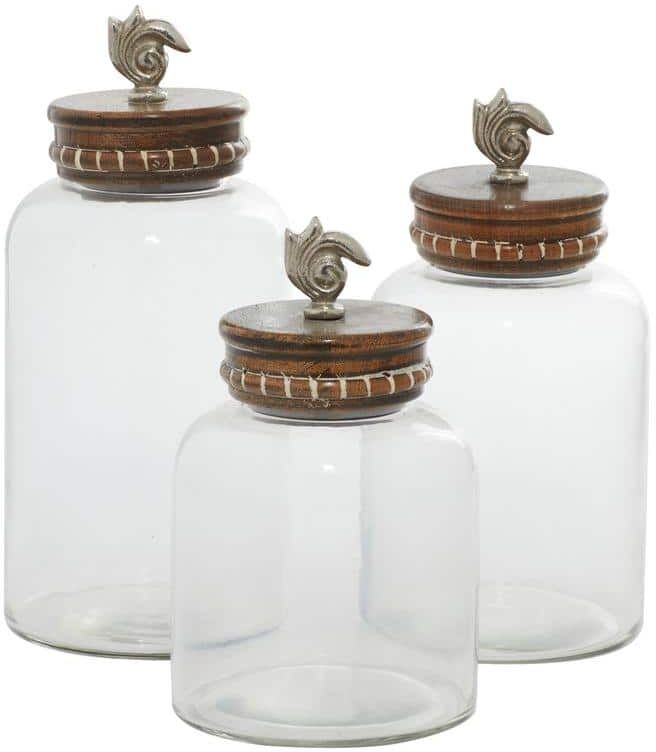 Litton Lane Clear Glass Decorative Jar (Set of 3)