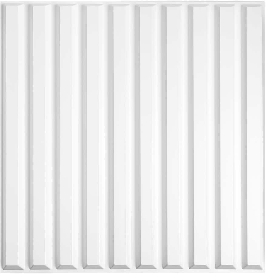 Yipscazo 1/16 in. x 19.7 in. x 19.7 in. Pure White Slat Fluted 3D Decorative PVC Wall Panels (12-Sheets/32 sq. ft.)