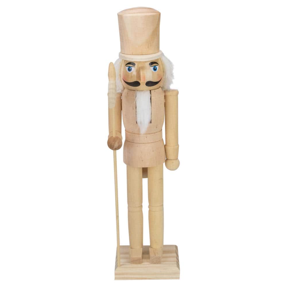 Northlight 15 in. Unfinished Paintable Wooden Christmas Nutcracker with Scepter