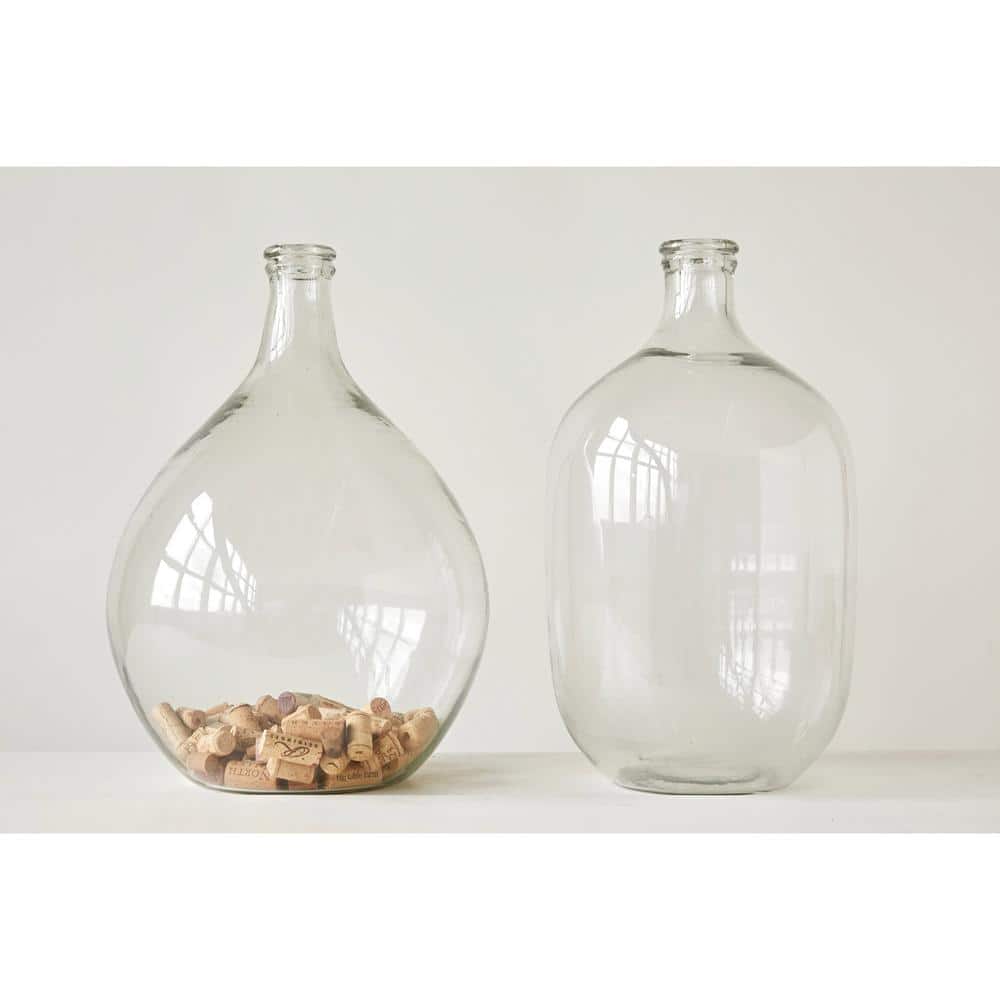 Storied Home 18.5 in. H Clear Round Glass Bottle
