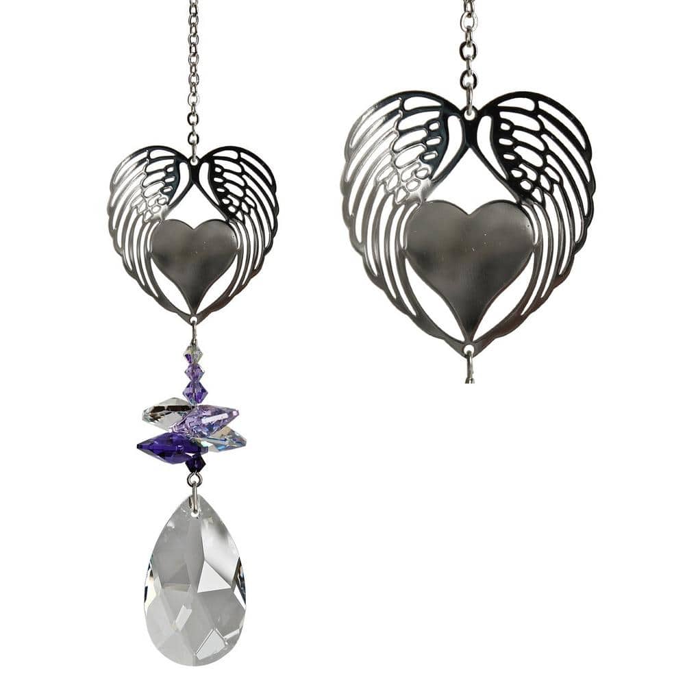 WOODSTOCK CHIMES Woodstock Rainbow Makers Collection, Crystal Fantasy, 4.5 in. Winged Heart Crystal Suncatcher