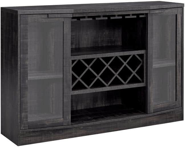 Home Source Industries Home Source Jill Zarin Espresso Bar Cabinet with Curved Glass Doors