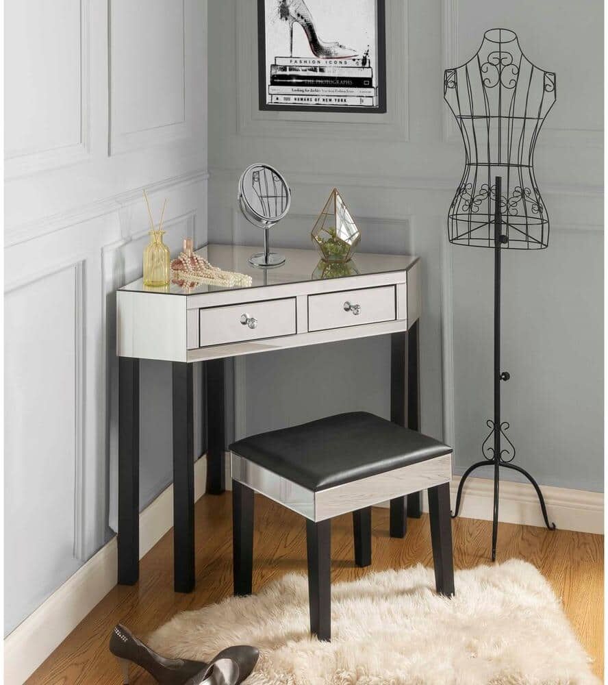 Inspired Home Ross Black Jewelry Armoire With Drawers 30.7H x 28W x 28D