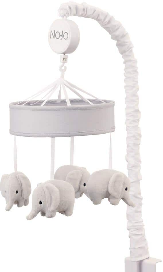 NoJo Dreamer Grey and White Elephant Musical Mobile