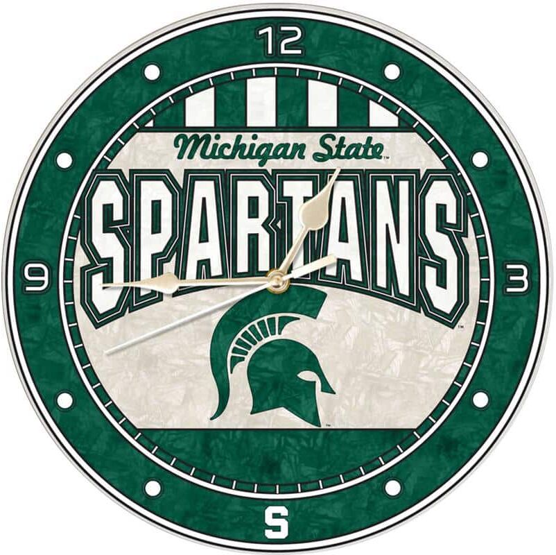 The Memory Company NCAA - 12 in. Michigan St Art Glass Clock