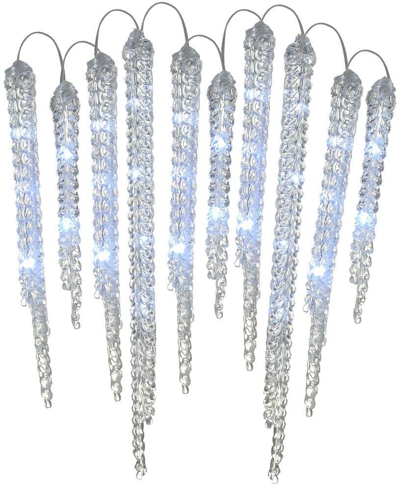 National Tree Company Christmas Crystal Icicles with Cool White LED Lights