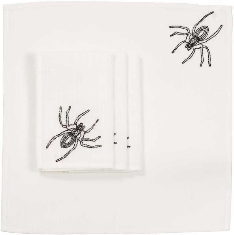 Xia Home Fashions 0.1 in. H x 20 in. W x 20 in. D Halloween Spider Web Napkins in White (Set of 4)