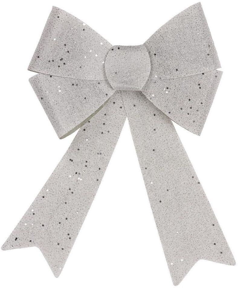 Northlight 11 in. W LED Lighted Silver Burlap Christmas Bow Decoration with Color Changing Lights