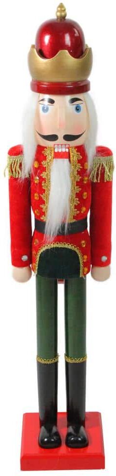 Northlight 36 in. Red and Green Velvet Wooden Christmas Nutcracker King