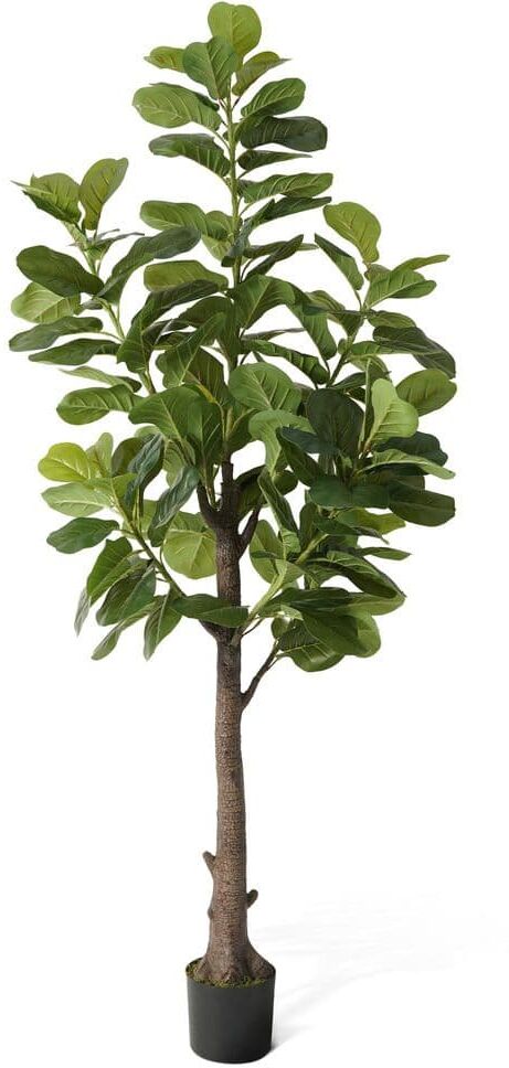 Fencer Wire 7 ft. Green Artificial Fiddle Leaf Fig Tree, Potted Ficus Lyrata Faux Tree, Fake Plant Modern Decoration Gift