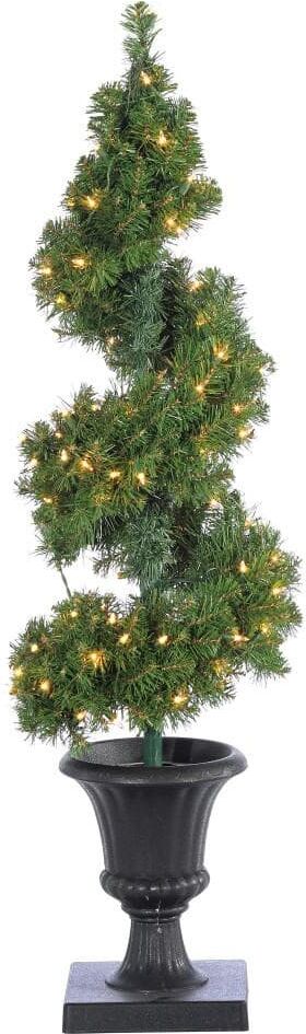 Sterling 4 ft. Pre-Lit Potted Spiral Artificial Christmas Tree with Round Branch Tips