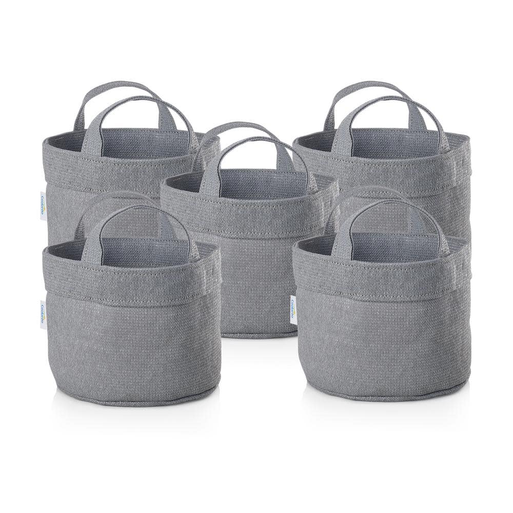 Coolaroo 2 Gal. Steel Grey Fabric Planting Garden Grow Bags with Handles Planter Pot (5-Pack)