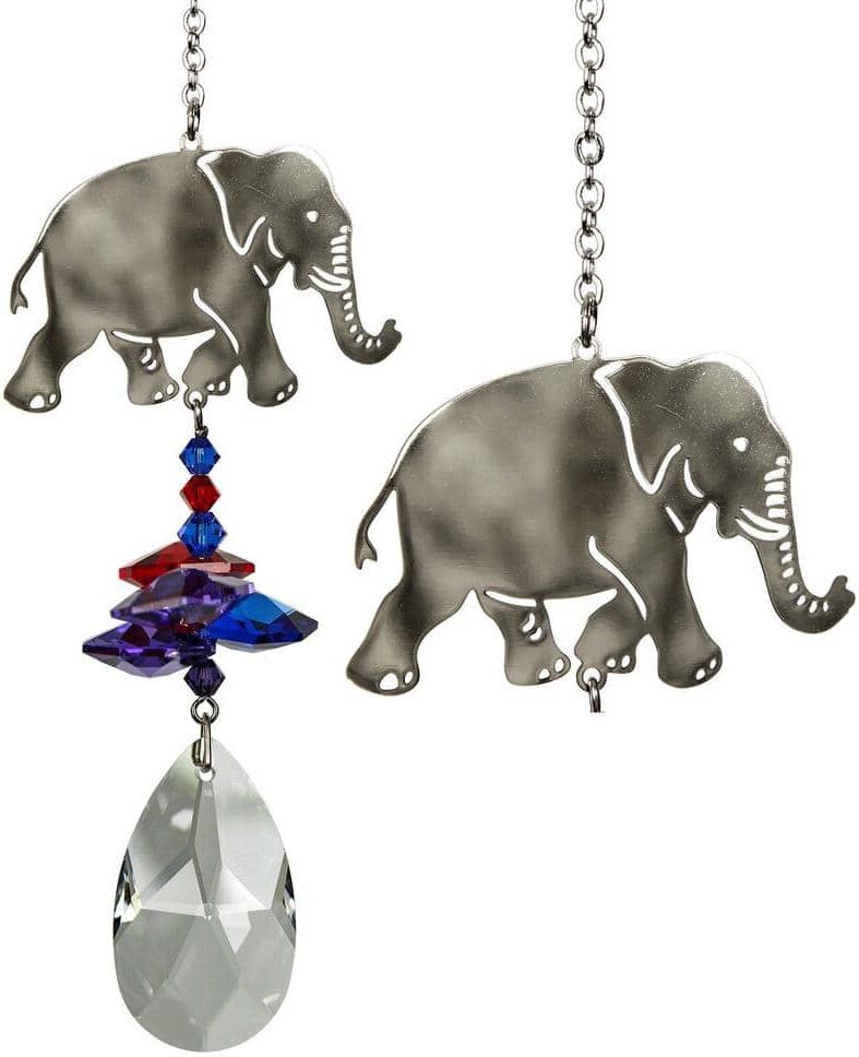 WOODSTOCK CHIMES Woodstock Rainbow Makers Collection, Crystal Fantasy, 4.5 in. Elephant Crystal Suncatcher