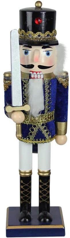 Northlight 14 in. Wooden Blue, White and Gold Christmas Nutcracker Soldier