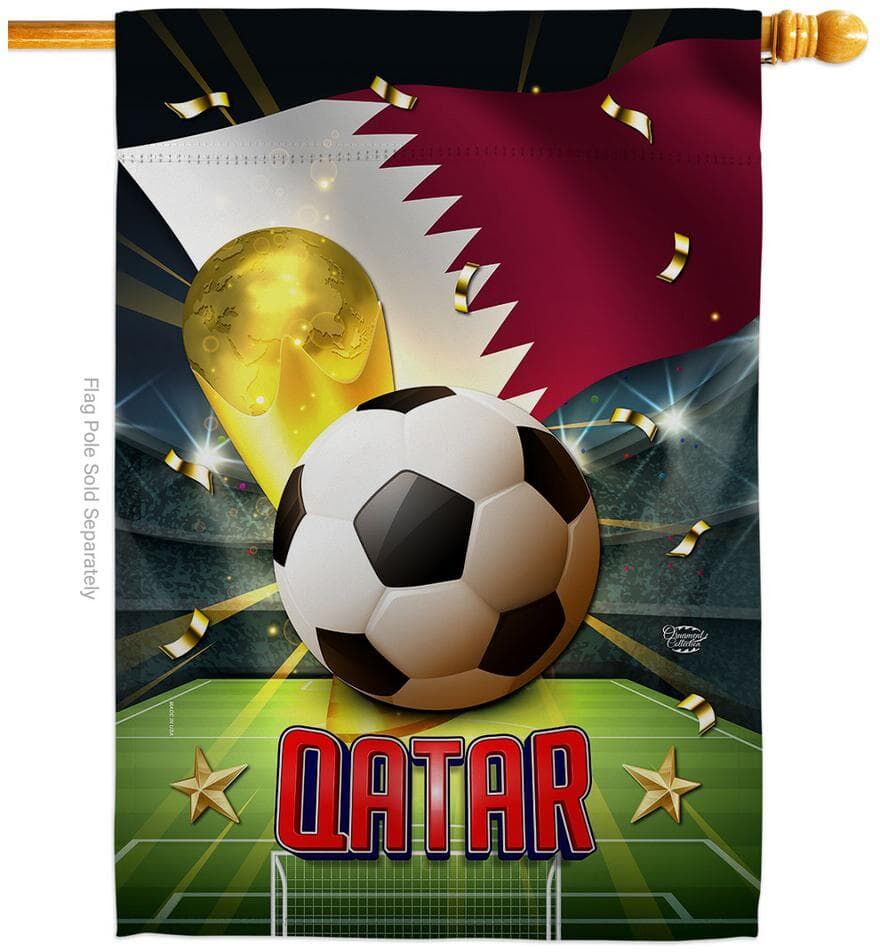 Ornament Collection 28 in. x 40 in. World Cup Qatar Soccer House Flag Double-Sided Sports Decorative Vertical Flags