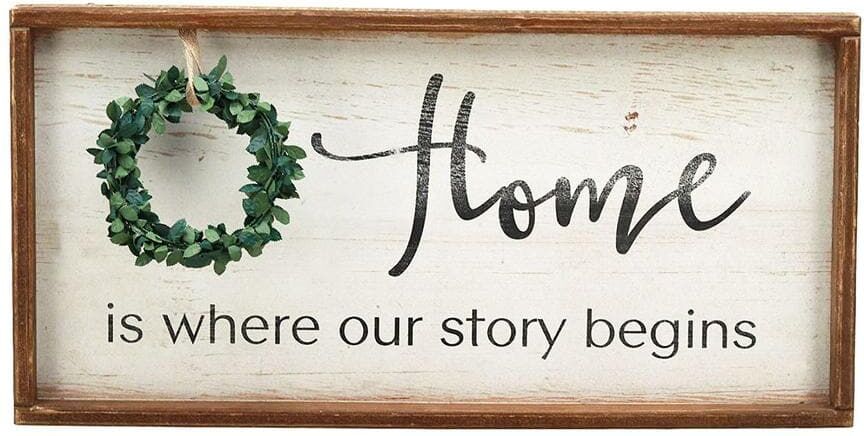 PARISLOFT Home is Where Our Story Begins Framed Wood Wall Decorative Sign