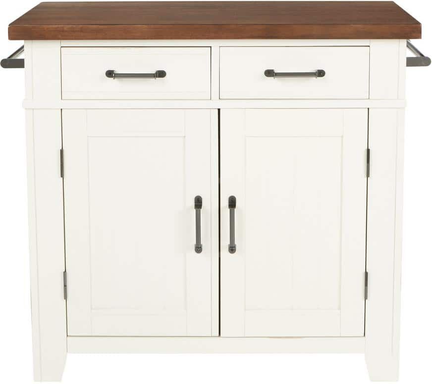 OSP Home Furnishings Urban Farmhouse Kitchen Island White Base with Vintage Oak Top