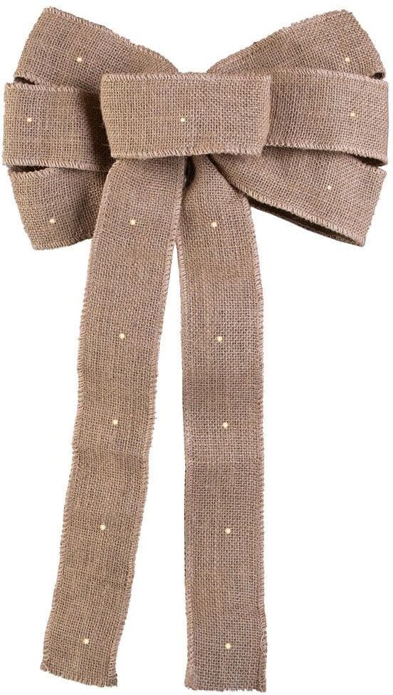 Omega Bright Designs Natural Burlap Christmas Bow Wired with LED Lights