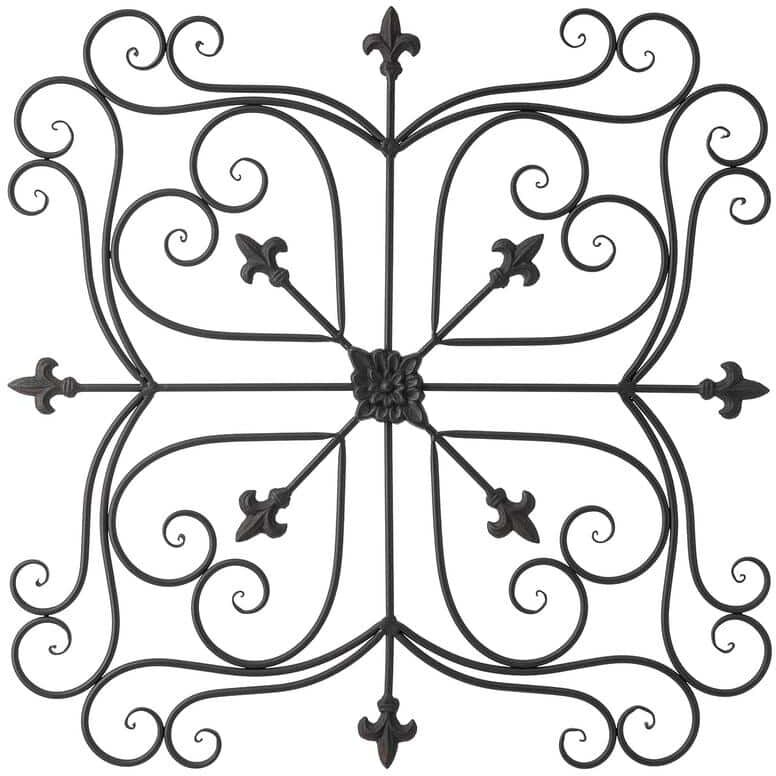 Glitzhome 23.5 in. L Traditional Iron Scroll Garden Wall Decor