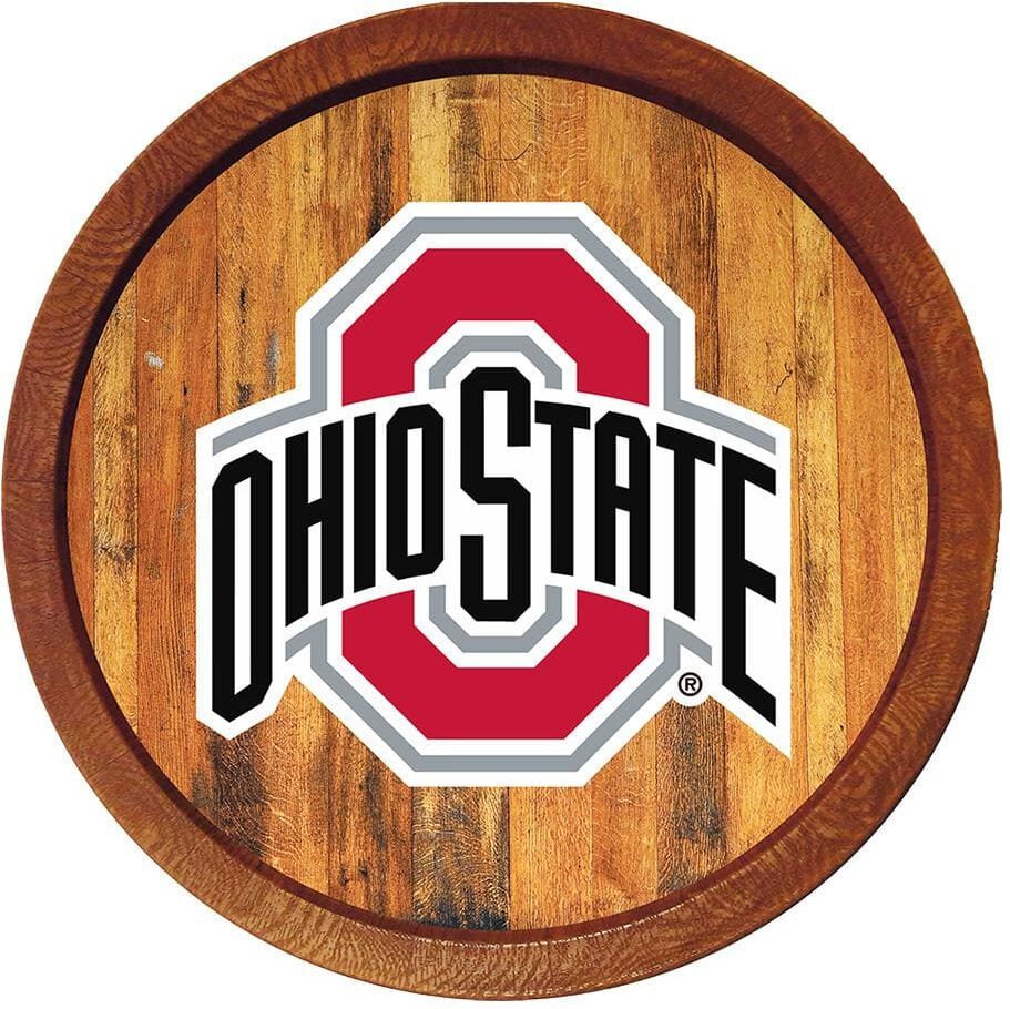 The Fan-Brand 20 in. Ohio State Buckeyes "Faux" Barrel Plastic Decorative Sign