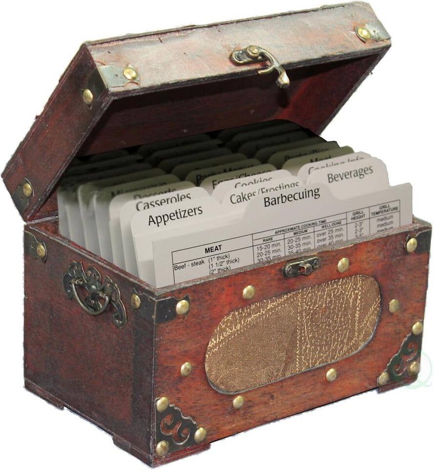 Vintiquewise 8.5 in. x 5 in. x 5.5 in. Antique Wooden Recipe Card Box