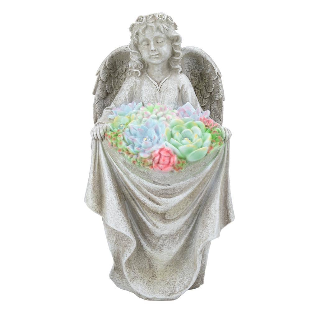 MUMTOP 12.8 in. Resin Angel Garden Statue Solar Light Decoration Sculpture Figurine Gift