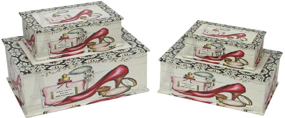 Northlight 13.75 in. Vintage Style French Fashion Decorative Wooden Storage Boxes (Set of 4)