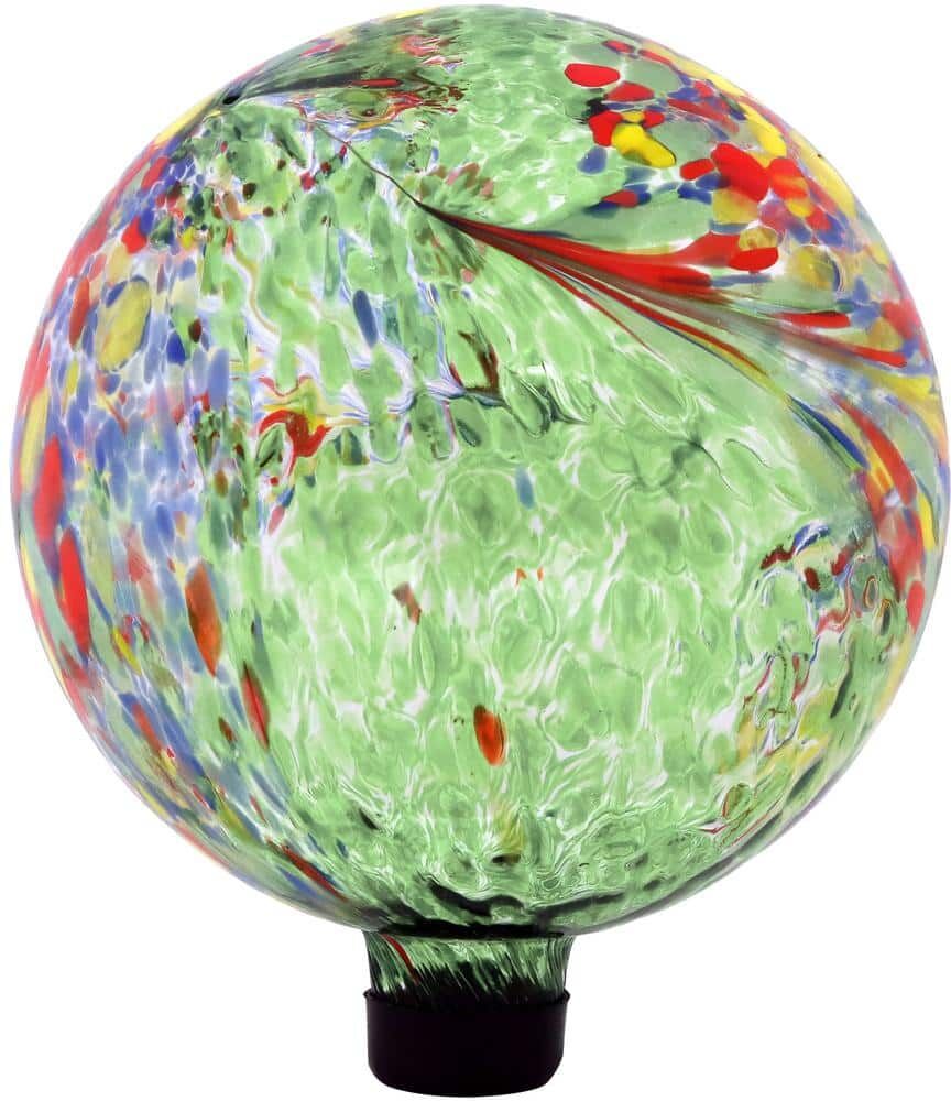 Sunnydaze Decor 10 in. Green Artistic Glass Outdoor Garden Gazing Ball Globe