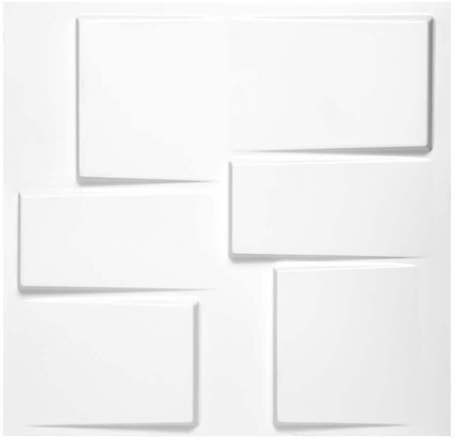 Yipscazo 1/16 in. x 11.80 in. x 11.80 in. Pure White Geometric 3D Decorative PVC Wall Panels (33-Sheets/32 sq. ft.)