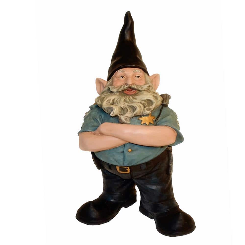 HOMESTYLES 13 in. H "Policeman the Hero" Garden Gnome Police Of1ficer Cop Figurine Statue
