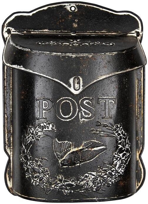 Storied Home Black Embossed Tin "Post" Letter Box