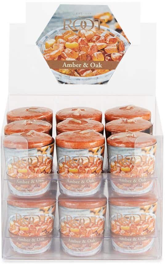 ROOT CANDLES 20-Hour Amber and Oak Scented Votive Candle (Set of 18)