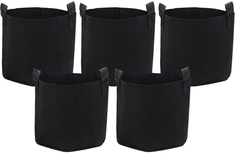 Sunnydaze Decor 5 Gal. Plastic Garden Grow Bags with Handles - Non-Woven Polypropylene Fabric (5-Pack)