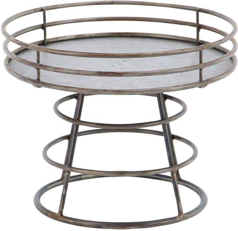 Litton Lane Grey Farmhouse Cake Stand, 12 in. x 12 in. x 10 in.