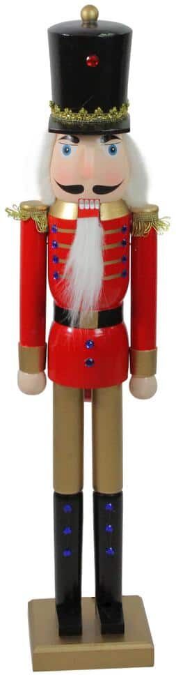 Northlight 36.25 in. Red and Gold Wooden Christmas Nutcracker Soldier with Sword