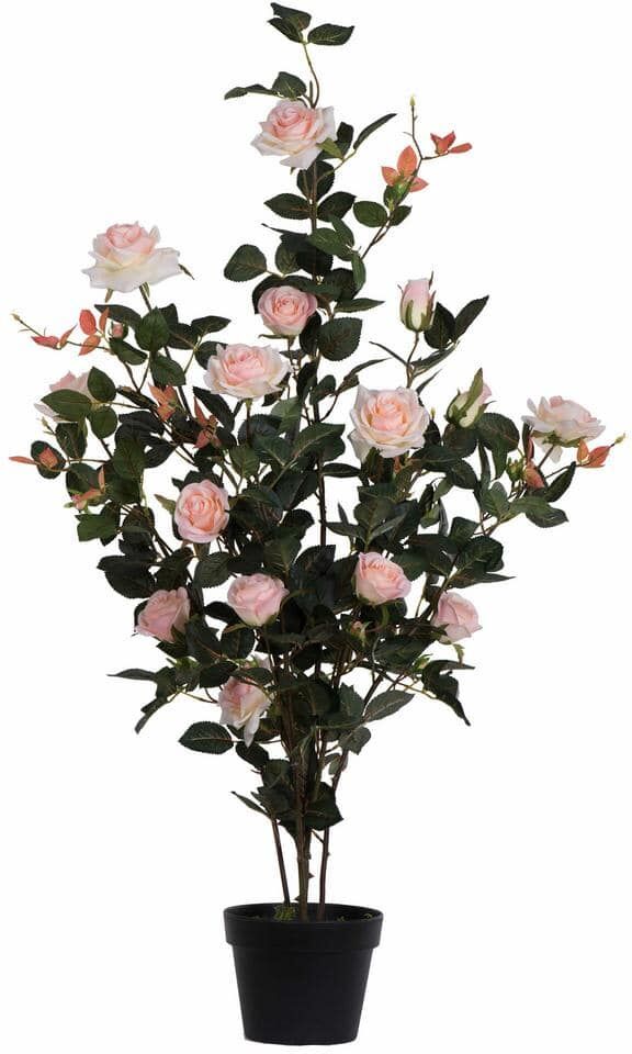 Vickerman 45 in. Artificial Pink Rose Plant in Pot.