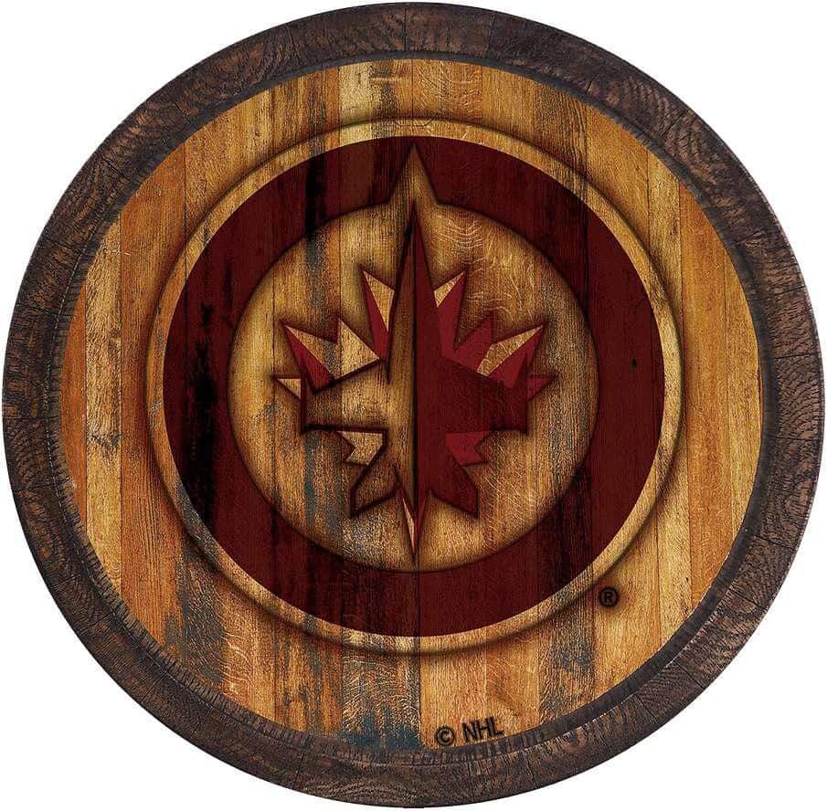 The Fan-Brand 20 in. Winnipeg Jets Branded "Faux" Barrel Plastic Decorative Sign