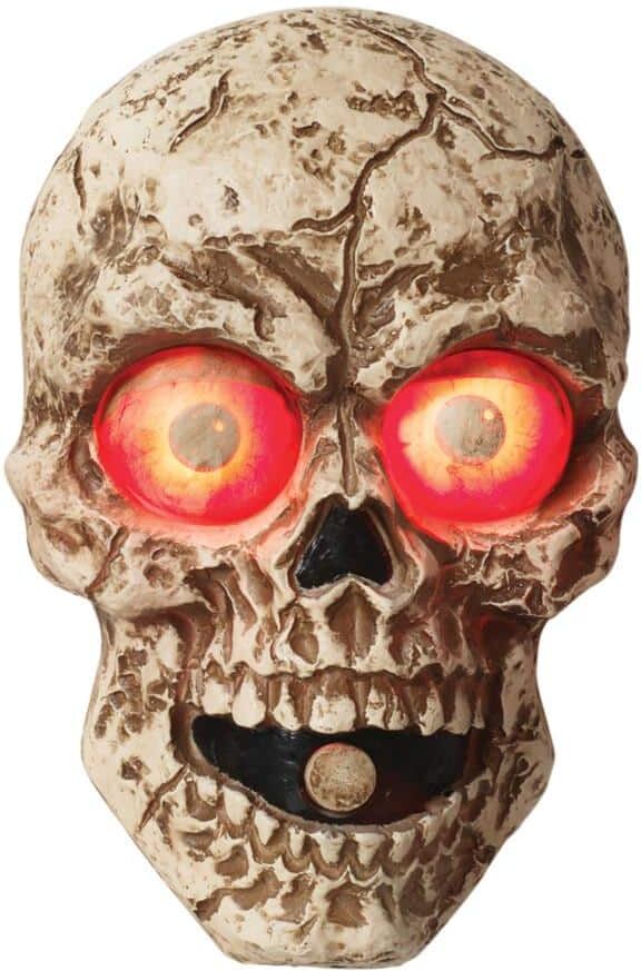 GERSON INTERNATIONAL 8 in. H Halloween Lighted Animated Wall Hanging Skull with Sound Effects