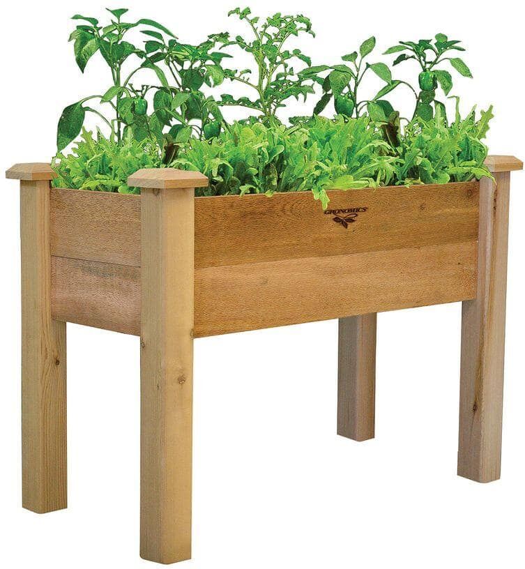 Gronomics 18 in. x 34 in. x 32 in. - 10 in. D Rustic Raised Garden Bed