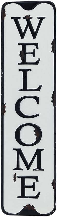 PARISLOFT Farmhouse Welcome Embossed and Rustic Metal Wall Decorative Sign