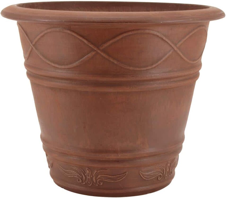 Arcadia Garden Products Western Weave 14-1/2 in. x 11 in. Terra Cotta Composite PSW Pot