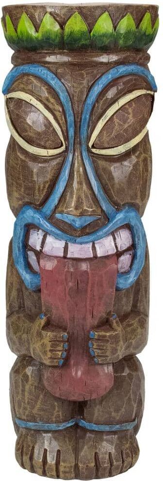 Northlight 16 in. Solar Lighted Polynesian Outdoor Garden Tongue Out Tiki Statue