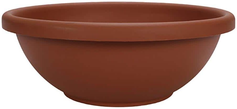 THE HC COMPANIES 18 in. Brown Resin Garden Plastic Bowl Planter Pot (12-Pack)