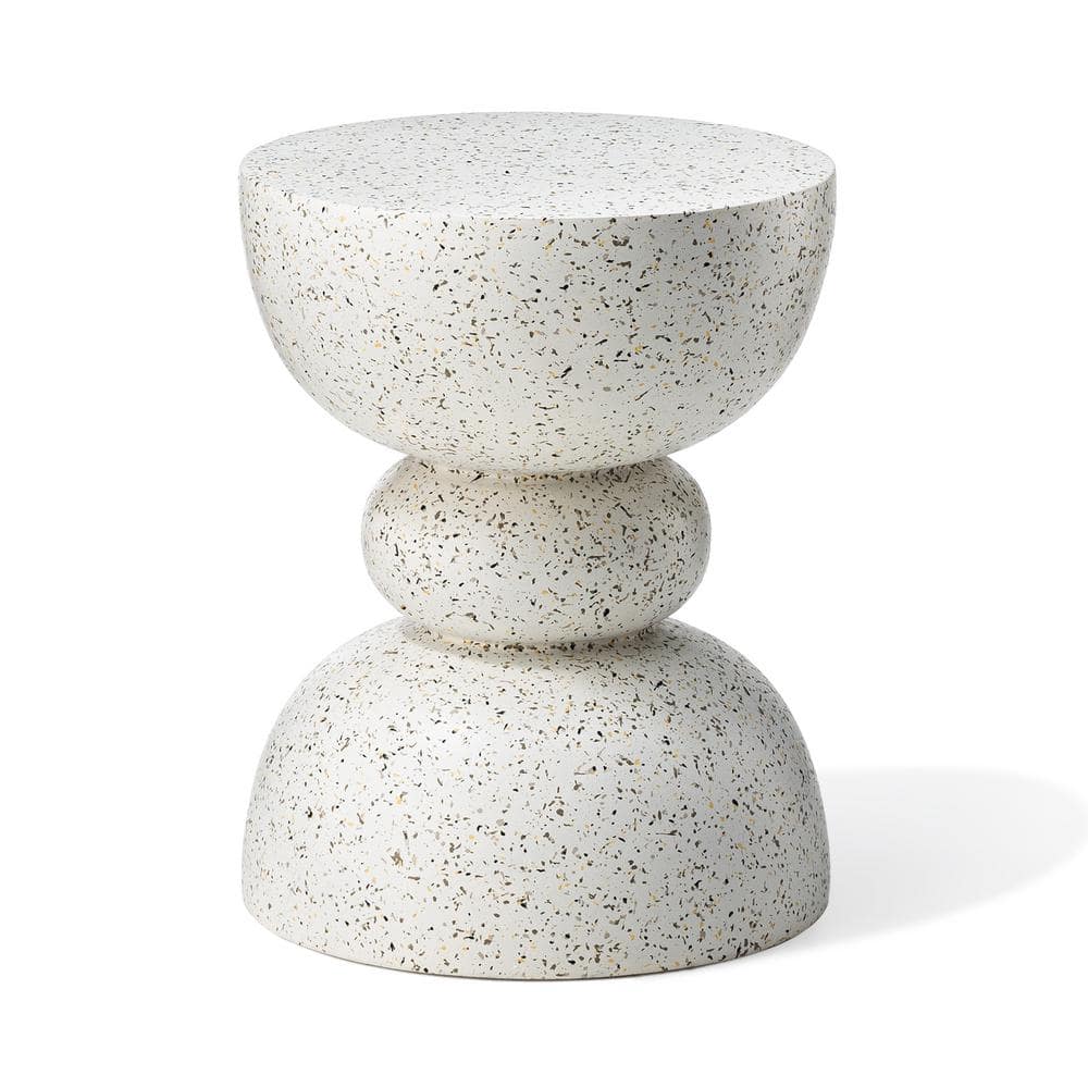 Glitzhome 17.25 in. H Multi-functional MGO Faux Terrazzo Garden Stool or Plant Stand or Accent Table Kits and Accessories