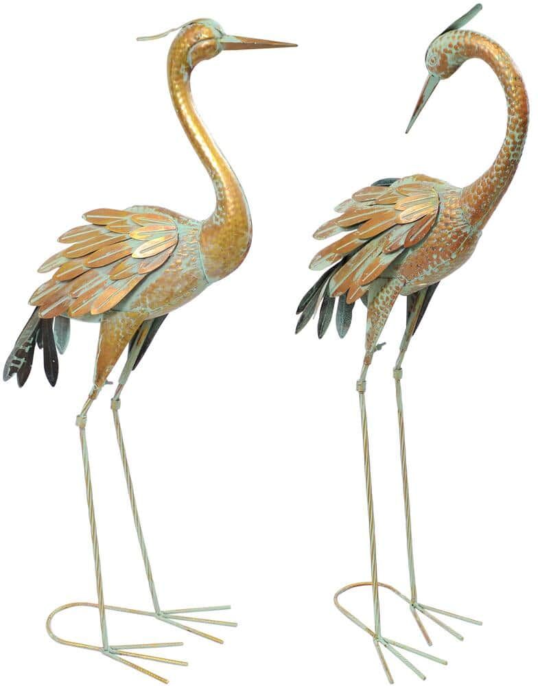 Sunnydaze Decor Golden Crane Metal Garden Statue (Set of 2)