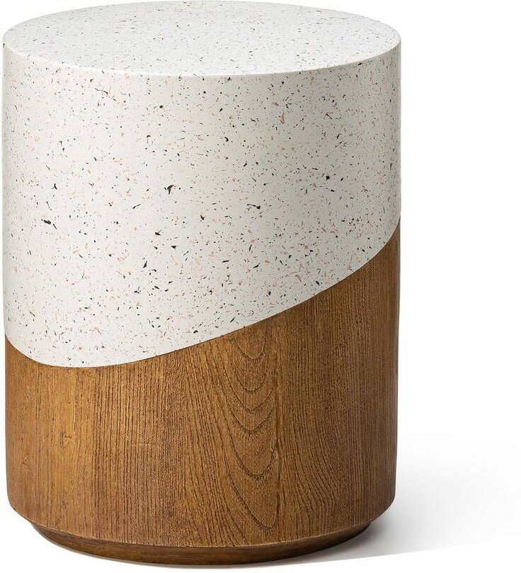 Glitzhome 17.25 in. Multi-functional MGO Faux Terrazzo Wood Texture Garden Stool/ Plant Stand/ Accent Table Kits and Accessories