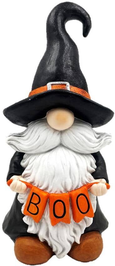 Zaer Ltd. International 20 in. Tall Halloween Gnome Witch Holding  in. BOO in. Sign