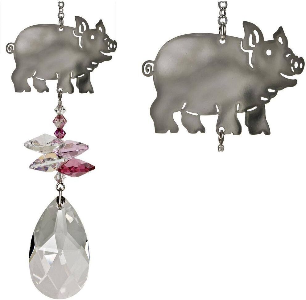 WOODSTOCK CHIMES Woodstock Rainbow Makers Collection, Crystal Fantasy, 4.5 in. Pig Crystal Suncatcher