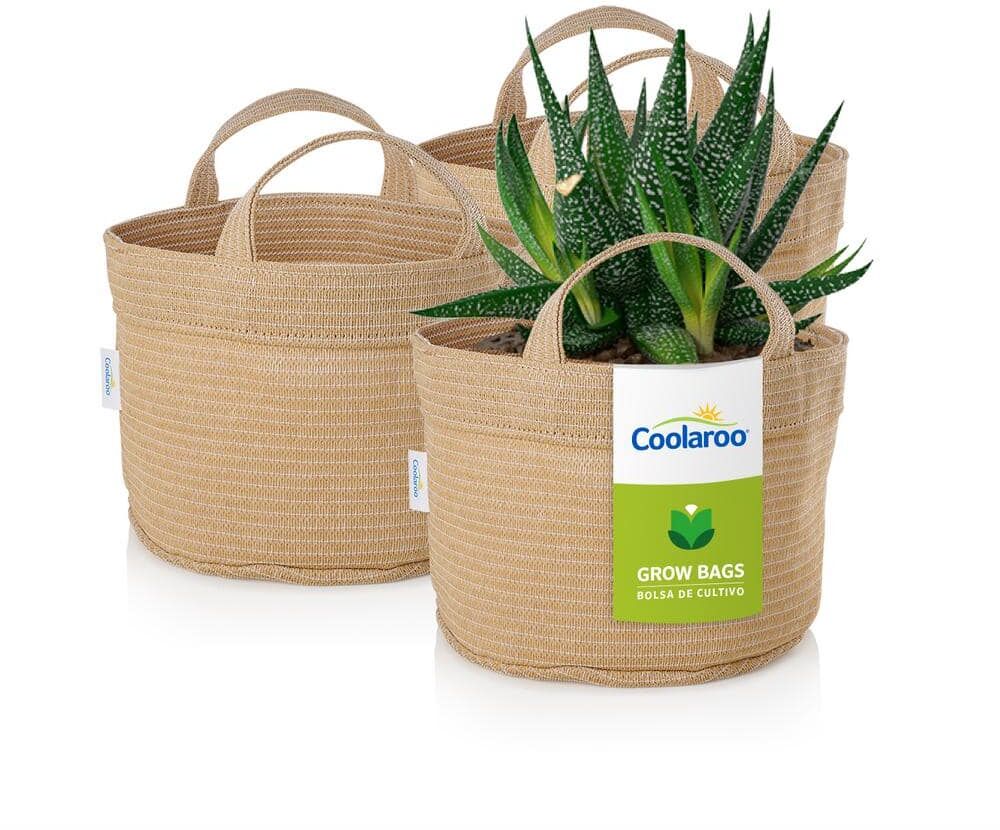 Coolaroo 2 Gal. Desert Sand Fabric Planting Garden Grow Bags with Handles Planter Pot (3-Pack)